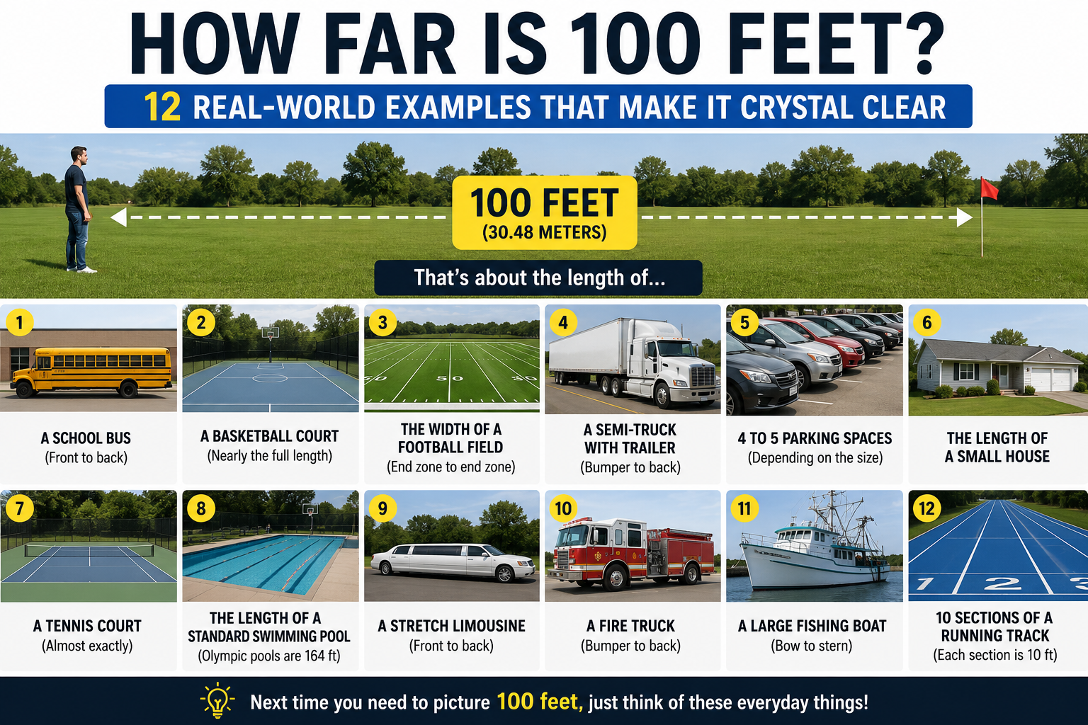 How Far Is 100 Feet? 12 Real-World Examples That Make It Crystal Clear
